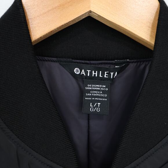 Athleta Sateen Bomber Jacket Black Size Large Tall NWT - Picture 4 of 11